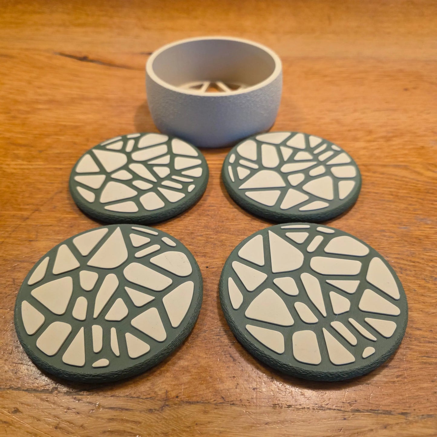 Set de 4 Dessous de Verre Voronoi Design – Impression 3D – Personnalisable avec Support