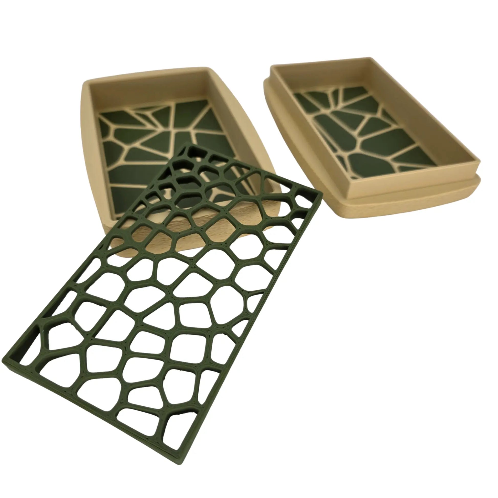 Grille égouttoir amovible verte pour boîte à savon solide fabriquée en impression 3D