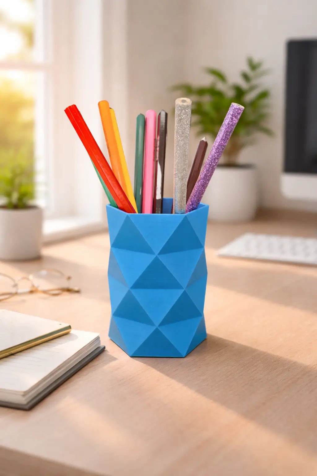 FIN DE SERIE Pot à crayon à facette – Design Moderne et Durable – Fabrication Artisanale Française BEN-J-3DCREA