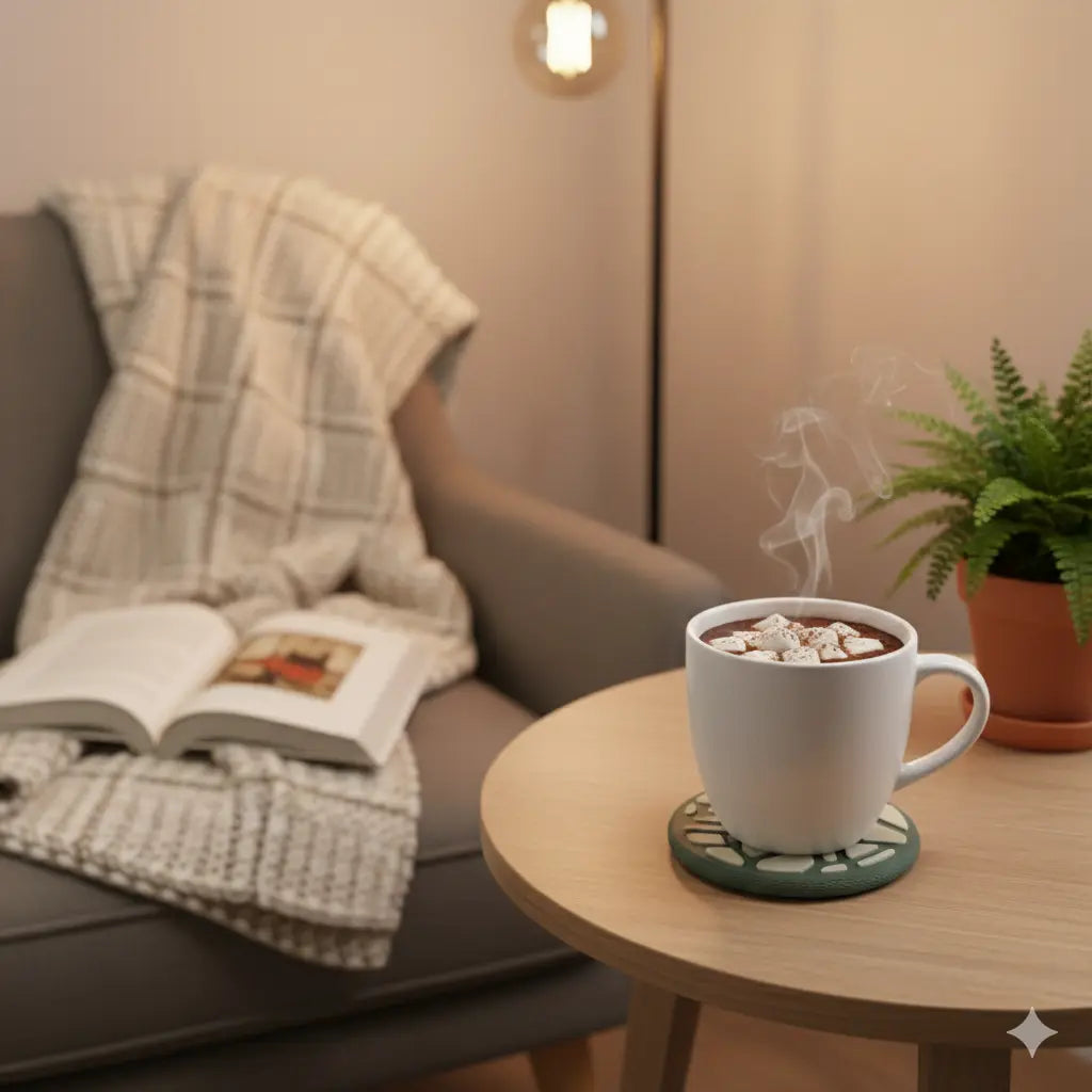 Set de 4 Dessous de Verre Voronoi Design – Impression 3D – Personnalisable avec Support