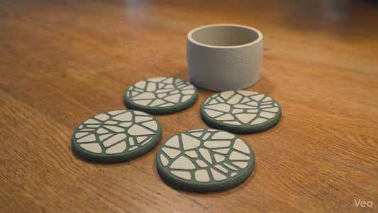 Set de 4 Dessous de Verre Voronoi Design – Impression 3D – Personnalisable avec Support